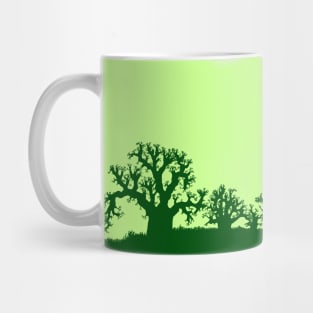 Baobab Trees Silhouette Green Mug